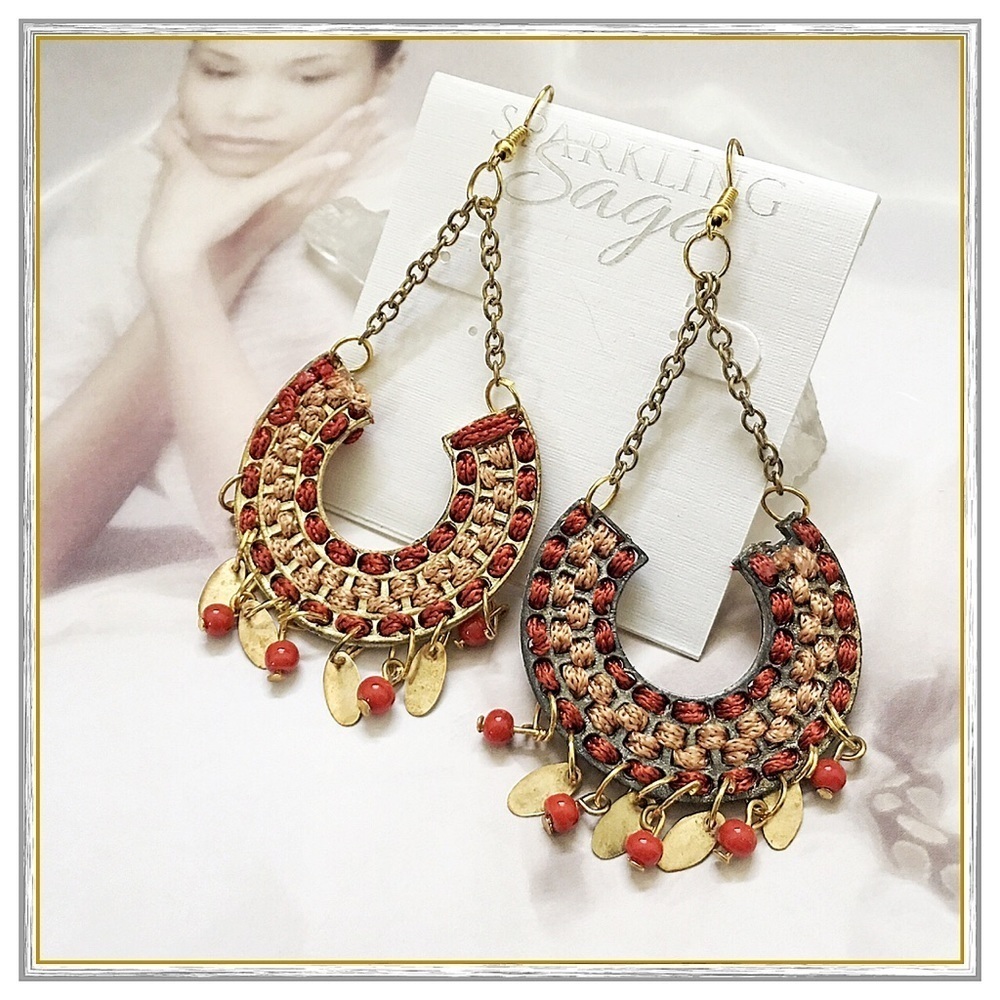 Mixed Media 14k Gold Plated Boho Dangle Earrings